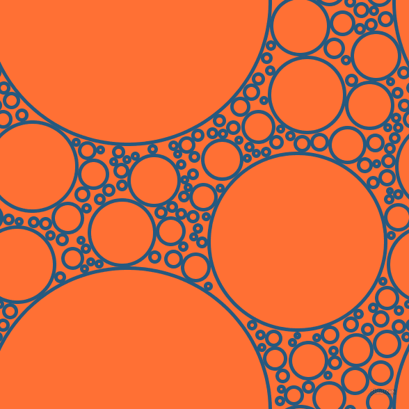 bubbles, circles, sponge, big, medium, small, 5 pixel line width, Bahama Blue and Burnt Orange circles bubbles sponge soap seamless tileable