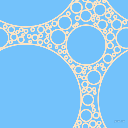 bubbles, circles, sponge, big, medium, small, 5 pixel line width, Bisque and Maya Blue circles bubbles sponge soap seamless tileable