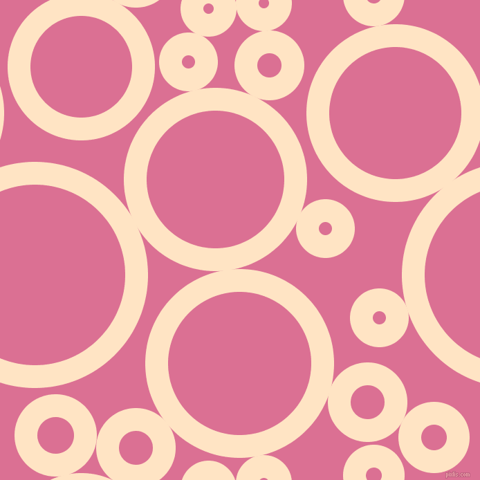 bubbles, circles, sponge, big, medium, small, 33 pixel line width, Bisque and Pale Violet Red circles bubbles sponge soap seamless tileable