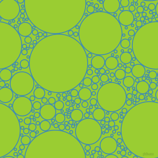 bubbles, circles, sponge, big, medium, small, 3 pixel line width, Boston Blue and Yellow Green circles bubbles sponge soap seamless tileable