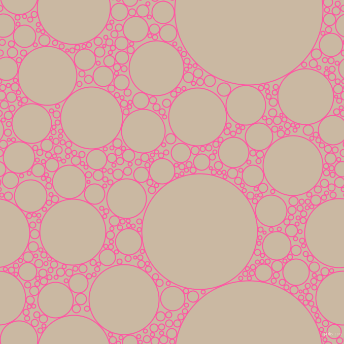 bubbles, circles, sponge, big, medium, small, 2 pixel line width, Brilliant Rose and Grain Brown circles bubbles sponge soap seamless tileable