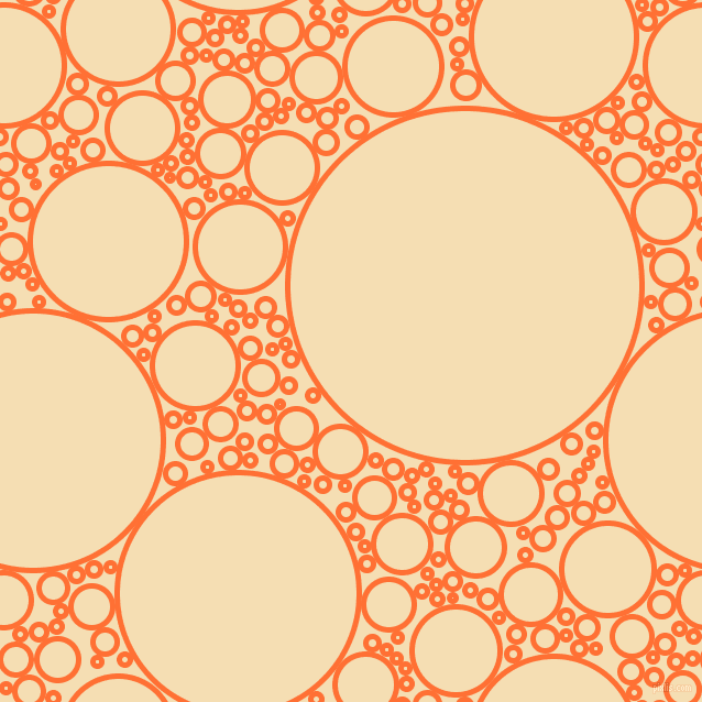 bubbles, circles, sponge, big, medium, small, 5 pixel line width, Burnt Orange and Wheat circles bubbles sponge soap seamless tileable