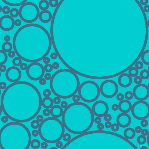 bubbles, circles, sponge, big, medium, small, 9 pixel line width, Calypso and Dark Turquoise circles bubbles sponge soap seamless tileable