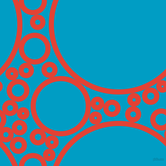 bubbles, circles, sponge, big, medium, small, 17 pixel line width, Cinnabar and Pacific Blue circles bubbles sponge soap seamless tileable