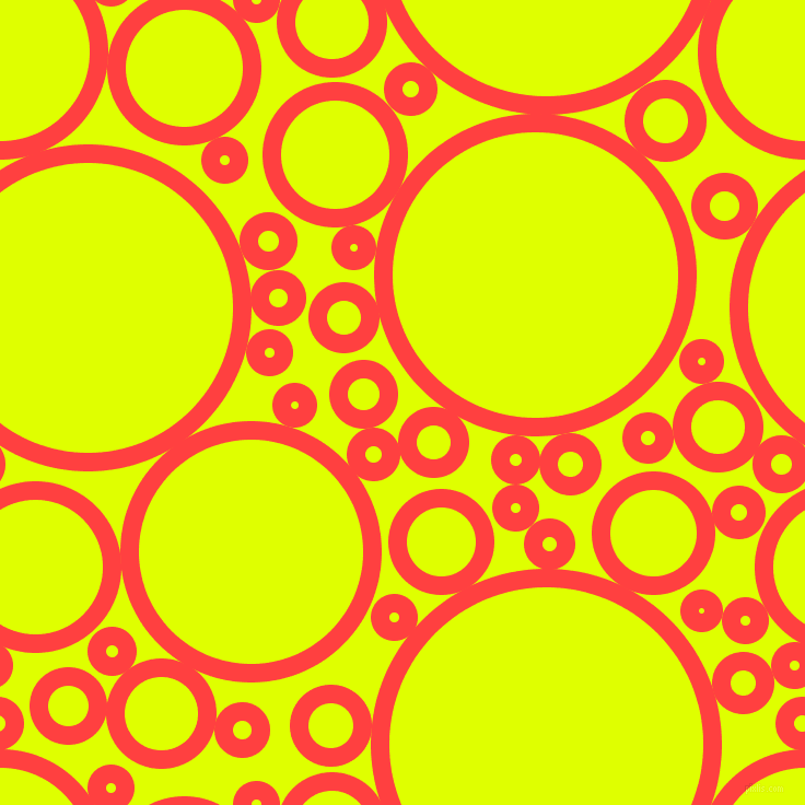 bubbles, circles, sponge, big, medium, small, 17 pixel line width, Coral Red and Chartreuse Yellow circles bubbles sponge soap seamless tileable