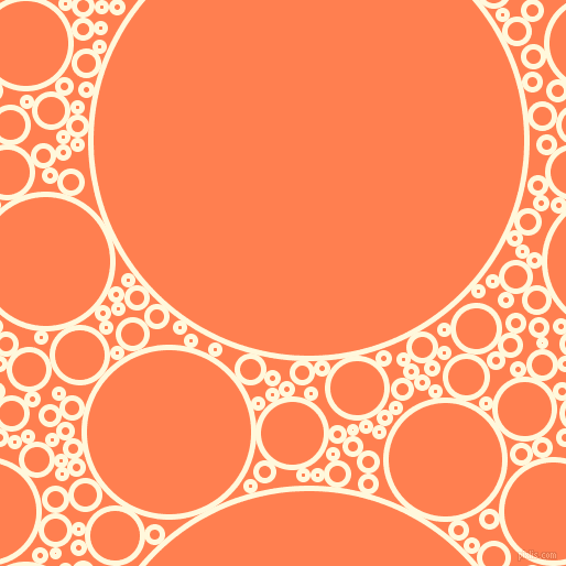 bubbles, circles, sponge, big, medium, small, 5 pixel line width, Corn Silk and Coral circles bubbles sponge soap seamless tileable