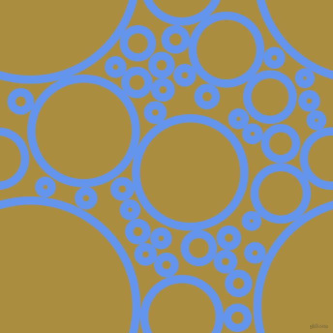 bubbles, circles, sponge, big, medium, small, 17 pixel line width, Cornflower Blue and Luxor Gold circles bubbles sponge soap seamless tileable
