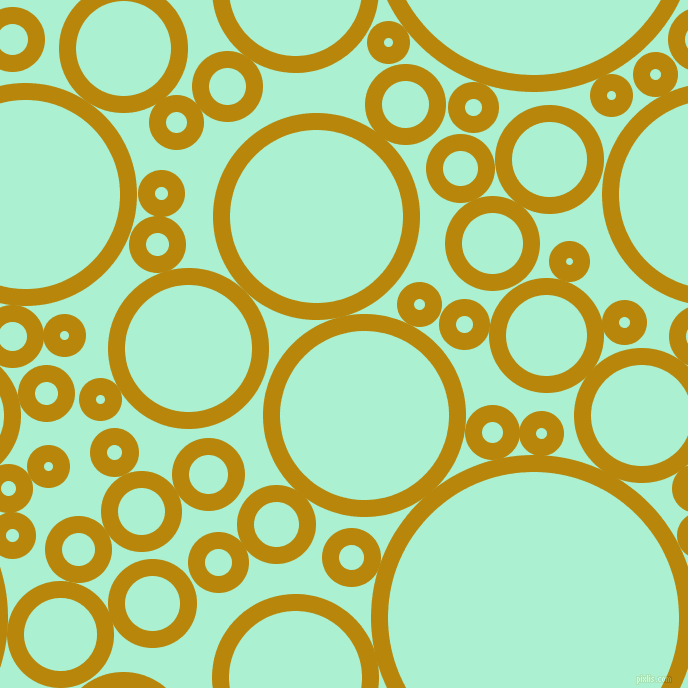 bubbles, circles, sponge, big, medium, small, 17 pixel line width, Dark Goldenrod and Magic Mint circles bubbles sponge soap seamless tileable