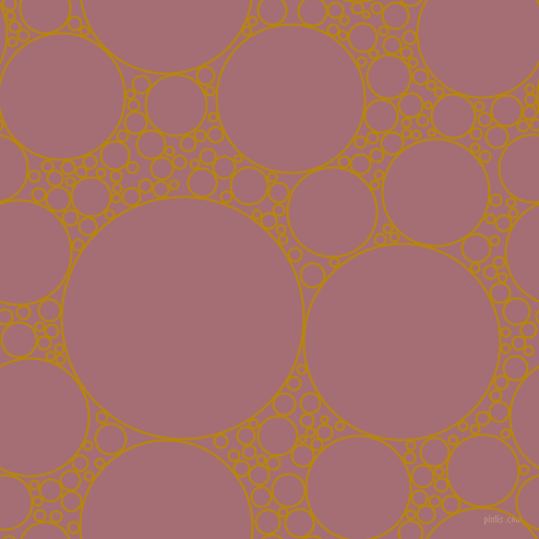 bubbles, circles, sponge, big, medium, small, 2 pixel line width, Dark Goldenrod and Turkish Rose circles bubbles sponge soap seamless tileable