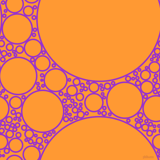 bubbles, circles, sponge, big, medium, small, 5 pixel line width, Dark Orchid and Neon Carrot circles bubbles sponge soap seamless tileable
