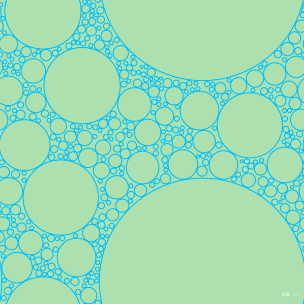 bubbles, circles, sponge, big, medium, small, 2 pixel line width, Deep Sky Blue and Celadon circles bubbles sponge soap seamless tileable