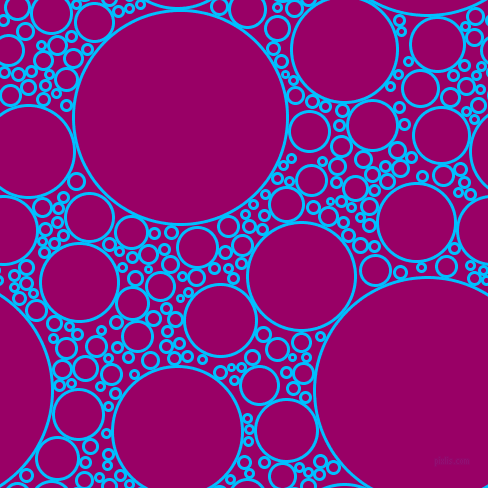 bubbles, circles, sponge, big, medium, small, 3 pixel line width, Deep Sky Blue and Eggplant circles bubbles sponge soap seamless tileable
