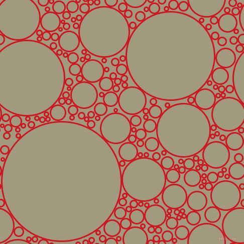 bubbles, circles, sponge, big, medium, small, 3 pixel line width, Fire Engine Red and Grey Olive circles bubbles sponge soap seamless tileable