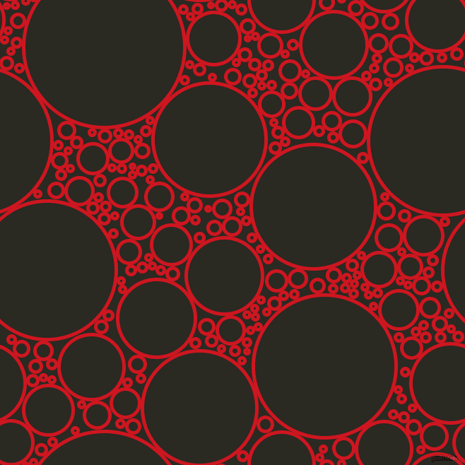 bubbles, circles, sponge, big, medium, small, 5 pixel line width, Fire Engine Red and Maire circles bubbles sponge soap seamless tileable
