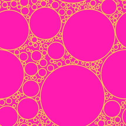 bubbles, circles, sponge, big, medium, small, 3 pixel line width, Golden Tainoi and Spicy Pink circles bubbles sponge soap seamless tileable