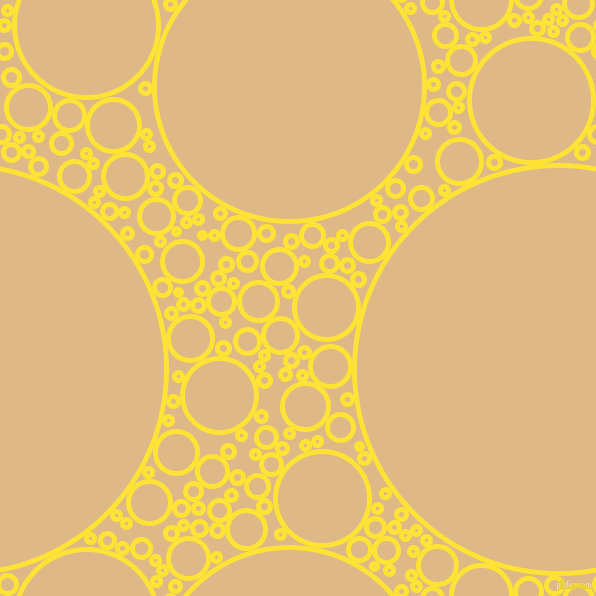 bubbles, circles, sponge, big, medium, small, 5 pixel line width, Gorse and Burly Wood circles bubbles sponge soap seamless tileable