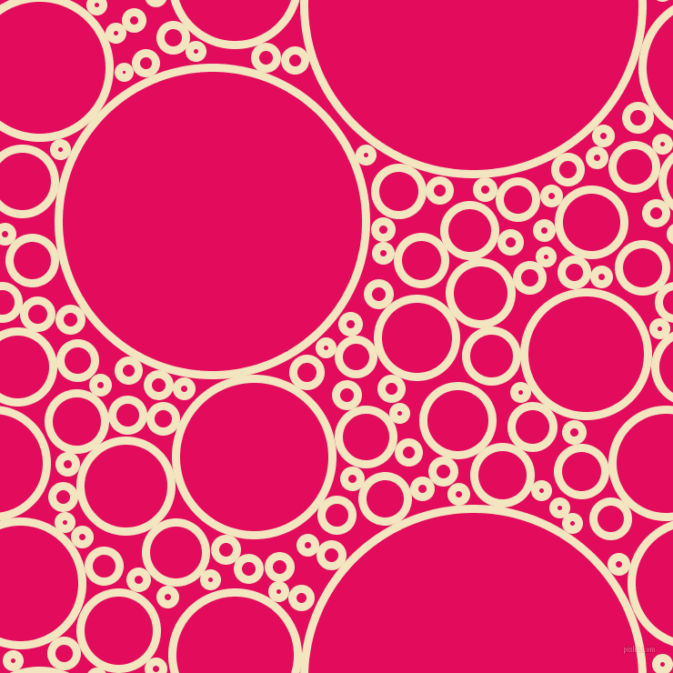 bubbles, circles, sponge, big, medium, small, 9 pixel line width, Half Colonial White and Razzmatazz circles bubbles sponge soap seamless tileable