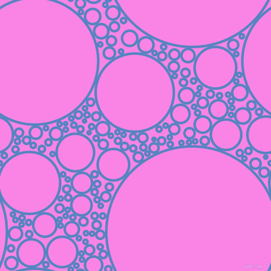 bubbles, circles, sponge, big, medium, small, 5 pixel line width, Havelock Blue and Pale Magenta circles bubbles sponge soap seamless tileable