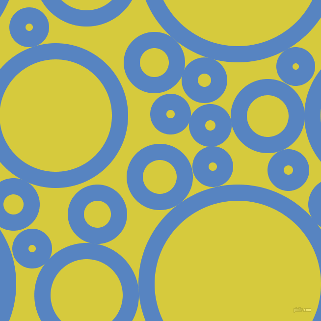 bubbles, circles, sponge, big, medium, small, 33 pixel line width, Havelock Blue and Wattle circles bubbles sponge soap seamless tileable