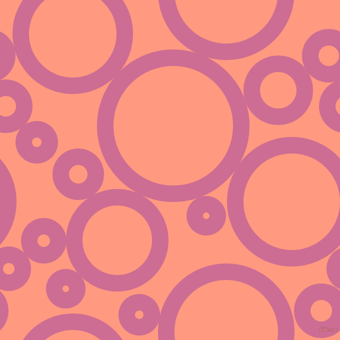 bubbles, circles, sponge, big, medium, small, 33 pixel line width, Hopbush and Vivid Tangerine circles bubbles sponge soap seamless tileable