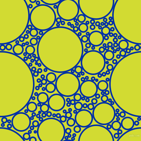 bubbles, circles, sponge, big, medium, small, 5 pixel line width, International Klein Blue and Bitter Lemon circles bubbles sponge soap seamless tileable