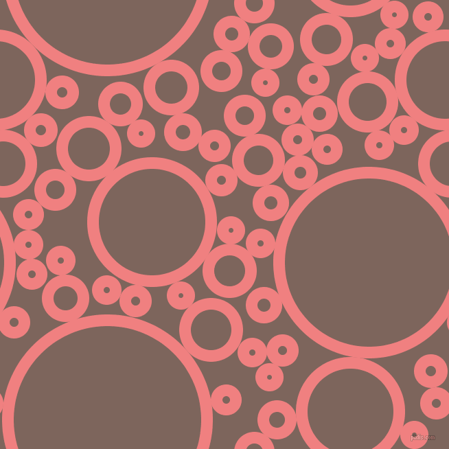 bubbles, circles, sponge, big, medium, small, 17 pixel line width, Light Coral and Russett circles bubbles sponge soap seamless tileable