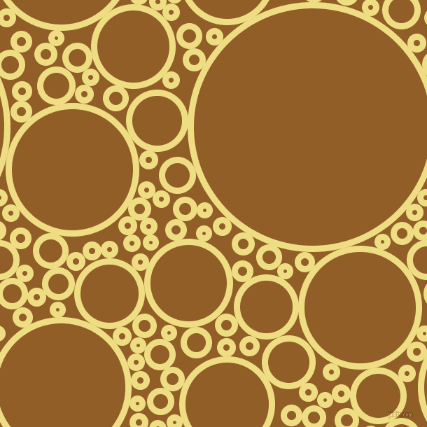 bubbles, circles, sponge, big, medium, small, 9 pixel line width, Light Goldenrod and Afghan Tan circles bubbles sponge soap seamless tileable