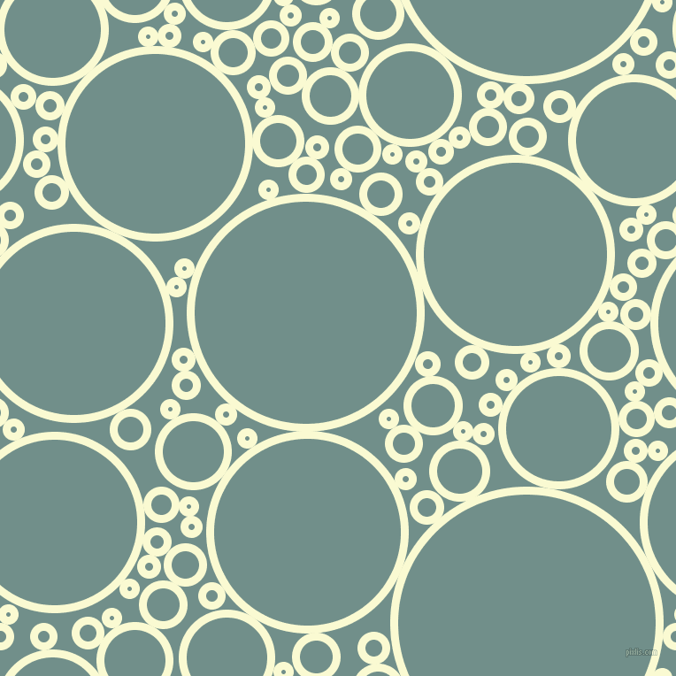 bubbles, circles, sponge, big, medium, small, 9 pixel line width, Light Goldenrod Yellow and Gumbo circles bubbles sponge soap seamless tileable
