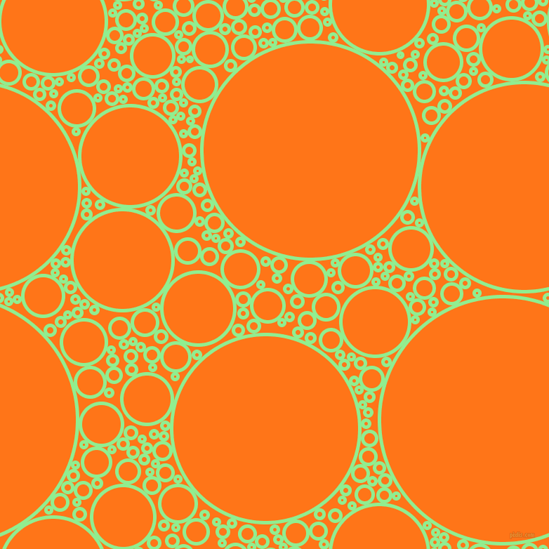 bubbles, circles, sponge, big, medium, small, 5 pixel line width, Light Green and Pumpkin circles bubbles sponge soap seamless tileable