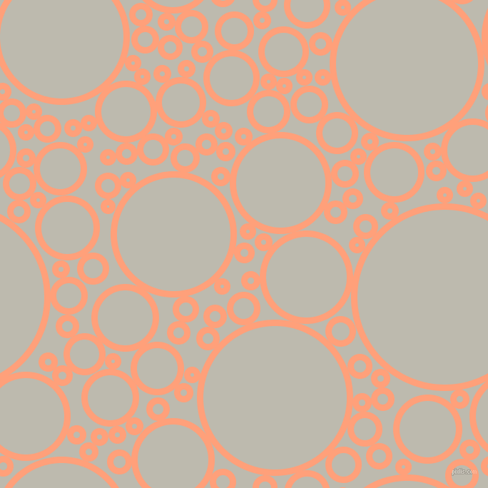 bubbles, circles, sponge, big, medium, small, 9 pixel line width, Light Salmon and Grey Nickel circles bubbles sponge soap seamless tileable