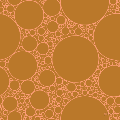 bubbles, circles, sponge, big, medium, small, 2 pixel line width, Light Salmon and Pirate Gold circles bubbles sponge soap seamless tileable