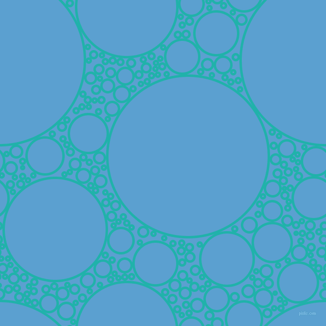 bubbles, circles, sponge, big, medium, small, 5 pixel line width, Light Sea Green and Picton Blue circles bubbles sponge soap seamless tileable
