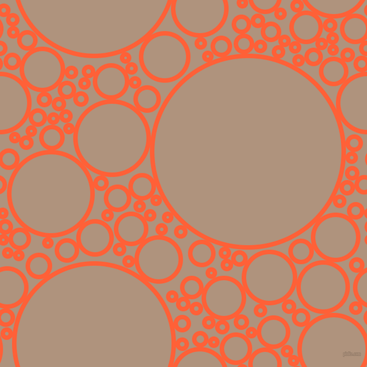 bubbles, circles, sponge, big, medium, small, 9 pixel line width, Outrageous Orange and Sandrift circles bubbles sponge soap seamless tileable