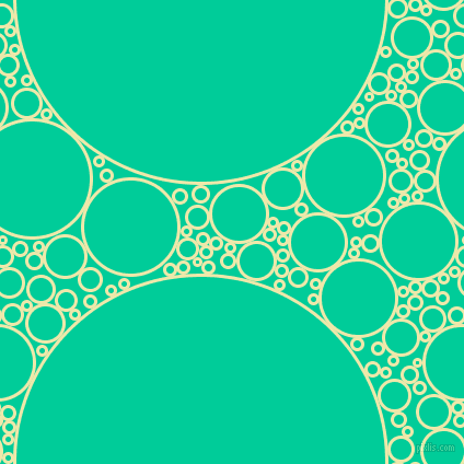 bubbles, circles, sponge, big, medium, small, 3 pixel line width, Pale Goldenrod and Caribbean Green circles bubbles sponge soap seamless tileable