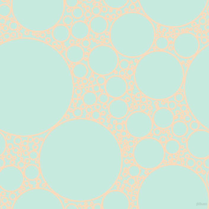 bubbles, circles, sponge, big, medium, small, 5 pixel line width, Peach Puff and Mint Tulip circles bubbles sponge soap seamless tileable