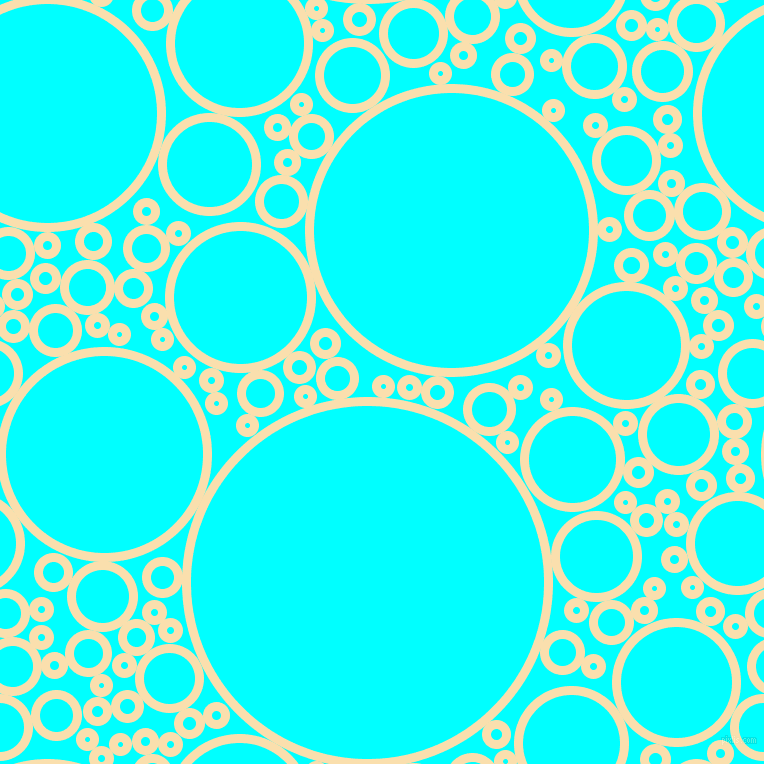 bubbles, circles, sponge, big, medium, small, 9 pixel line width, Peach-Yellow and Aqua circles bubbles sponge soap seamless tileable
