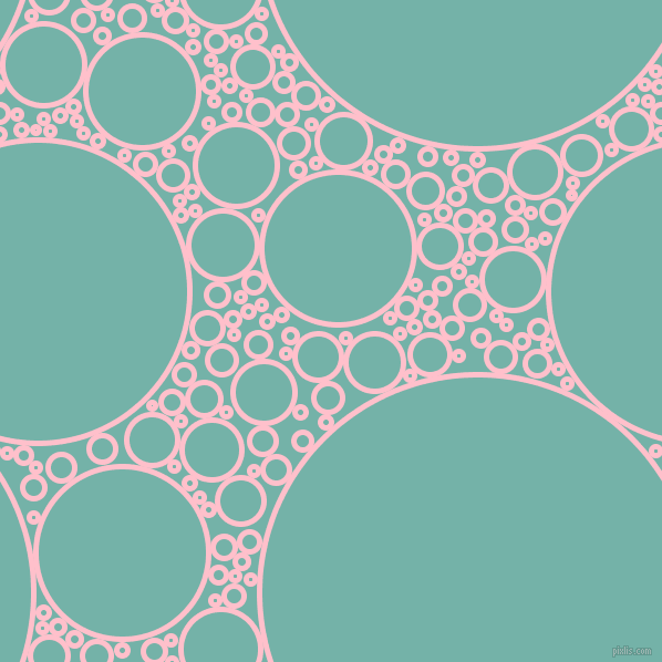 bubbles, circles, sponge, big, medium, small, 5 pixel line width, Pink and Gulf Stream circles bubbles sponge soap seamless tileable