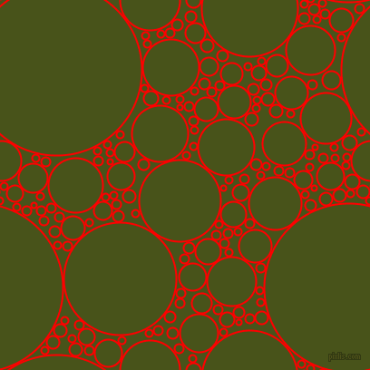 bubbles, circles, sponge, big, medium, small, 2 pixel line width, Red and Verdun Green circles bubbles sponge soap seamless tileable