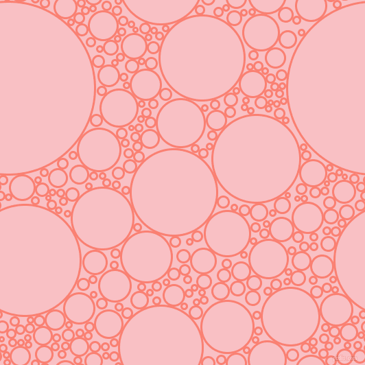 bubbles, circles, sponge, big, medium, small, 3 pixel line width, Salmon and Azalea circles bubbles sponge soap seamless tileable