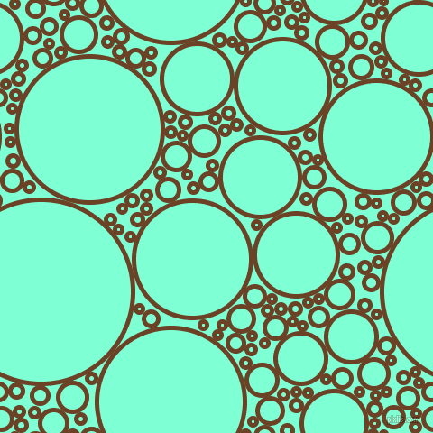 bubbles, circles, sponge, big, medium, small, 5 pixel line width, Semi-Sweet Chocolate and Aquamarine circles bubbles sponge soap seamless tileable