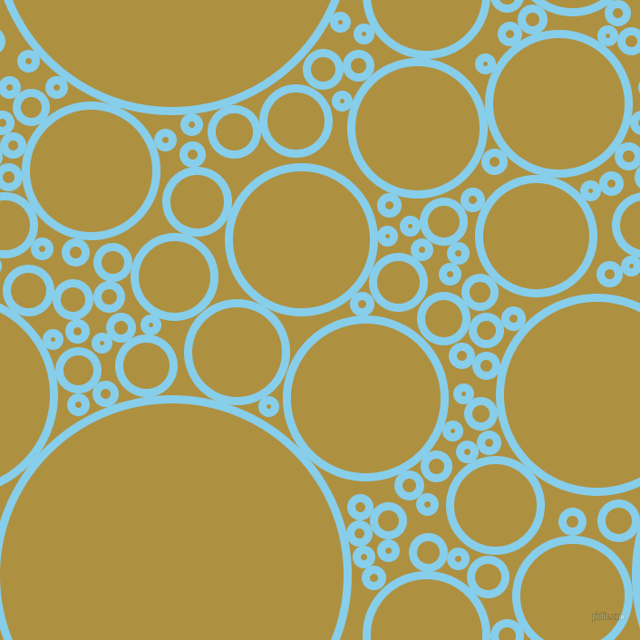 bubbles, circles, sponge, big, medium, small, 9 pixel line width, Sky Blue and Turmeric circles bubbles sponge soap seamless tileable
