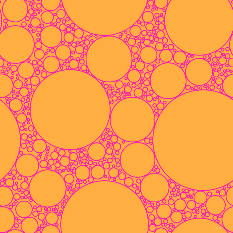 bubbles, circles, sponge, big, medium, small, 3 pixel line width, Spicy Pink and Yellow Orange circles bubbles sponge soap seamless tileable