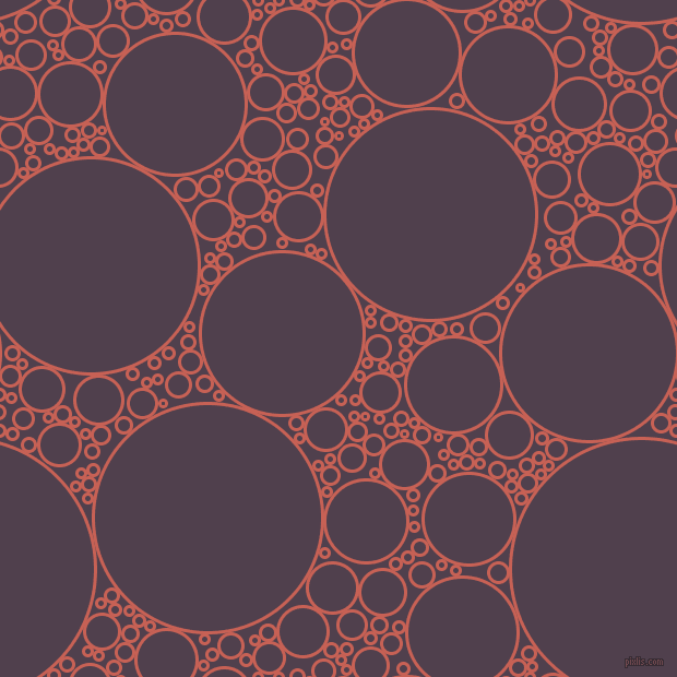 bubbles, circles, sponge, big, medium, small, 3 pixel line width, Sunglo and Purple Taupe circles bubbles sponge soap seamless tileable