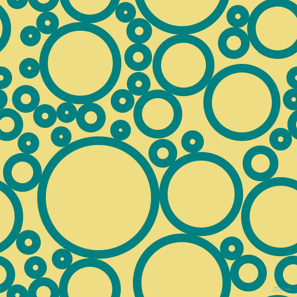 bubbles, circles, sponge, big, medium, small, 17 pixel line width, Teal and Light Goldenrod circles bubbles sponge soap seamless tileable