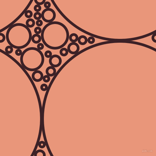 bubbles, circles, sponge, big, medium, small, 9 pixel line width, Temptress and Dark Salmon circles bubbles sponge soap seamless tileable