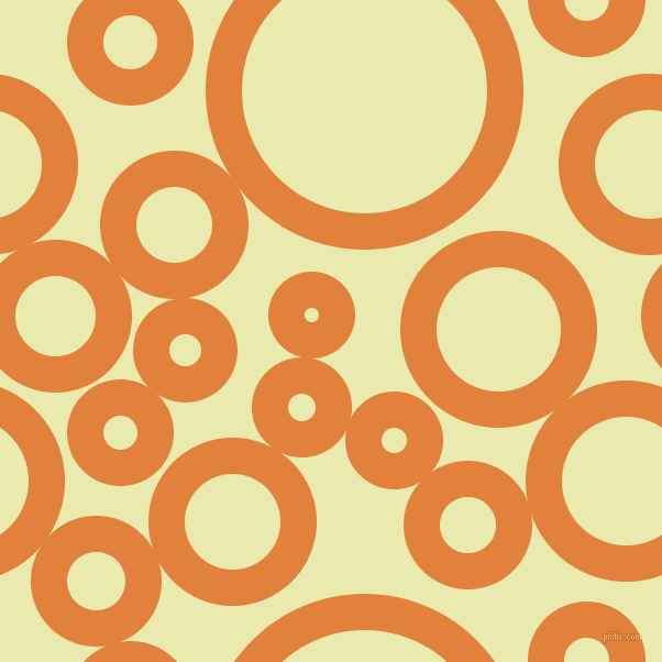 bubbles, circles, sponge, big, medium, small, 33 pixel line width, Tree Poppy and Medium Goldenrod circles bubbles sponge soap seamless tileable