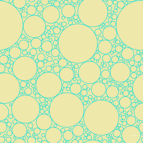 bubbles, circles, sponge, big, medium, small, 2 pixel line width, Turquoise and Pale Goldenrod circles bubbles sponge soap seamless tileable