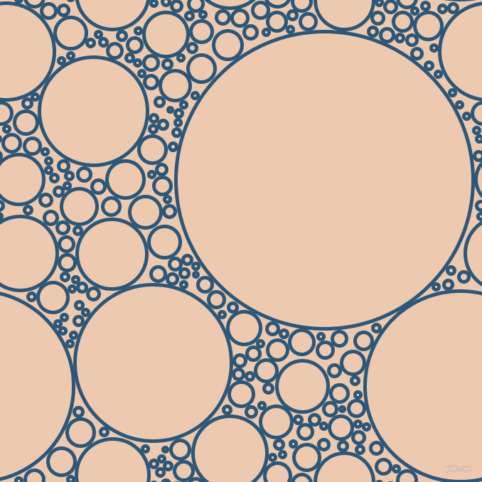 bubbles, circles, sponge, big, medium, small, 5 pixel line width, Venice Blue and Desert Sand circles bubbles sponge soap seamless tileable
