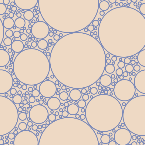 bubbles, circles, sponge, big, medium, small, 3 pixel line width, Wild Blue Yonder and Almond circles bubbles sponge soap seamless tileable