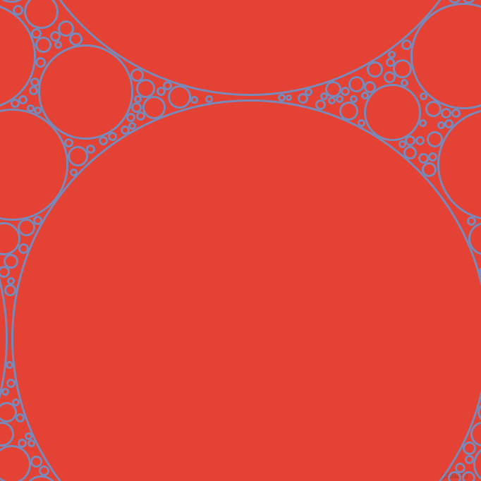bubbles, circles, sponge, big, medium, small, 3 pixel line width, Wild Blue Yonder and Cinnabar circles bubbles sponge soap seamless tileable